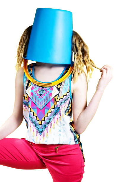 Image of a girl with a bucket on her head