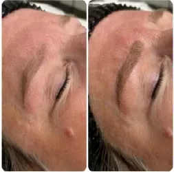 Salon Essential performing nanobrow services on a client