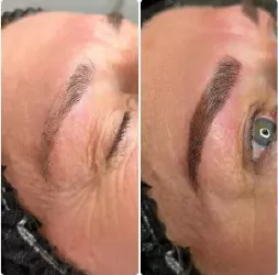 Before and After picture of nanobrow services performed by Salon Essnetial