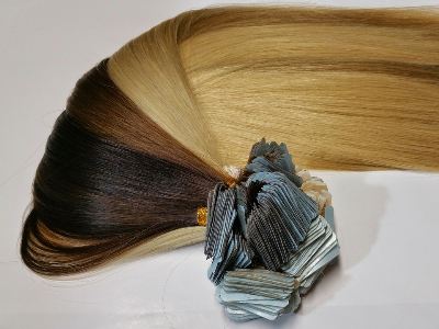 Picture of tape hair extensions